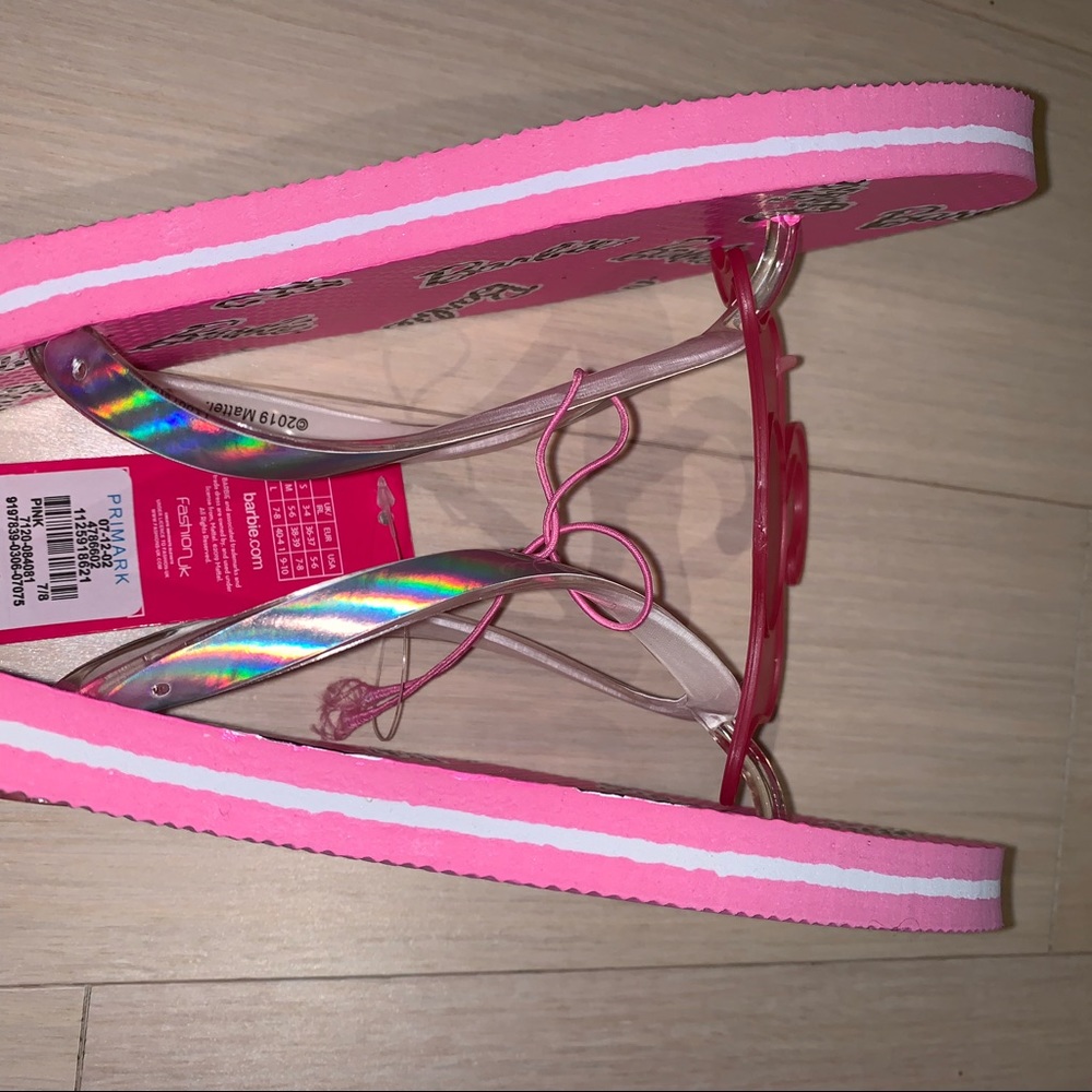 LAST PAIR Pink Barbie logo hologram flip flops - Picture 5 of 7